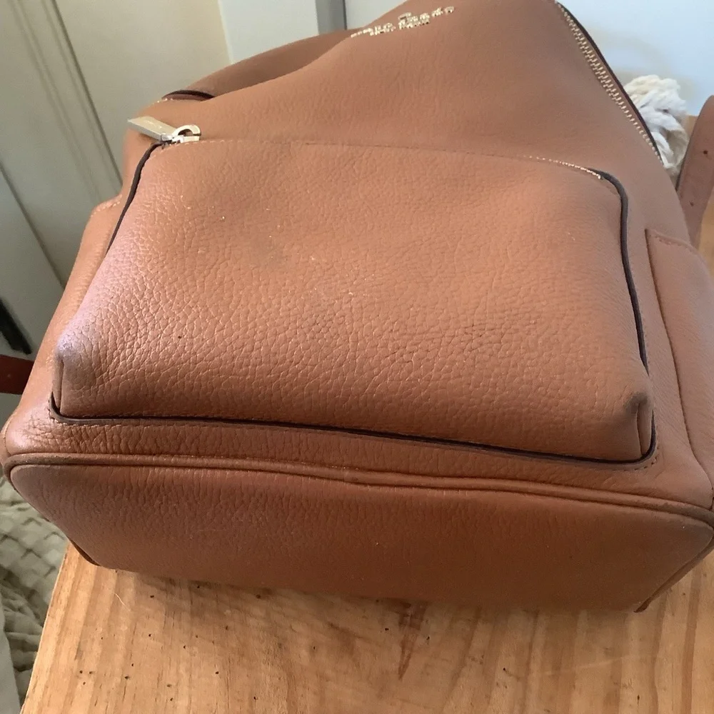 Kate Spade Leila Pebbled Leather Medium Dome Backpack Warm Gingerbread K8155